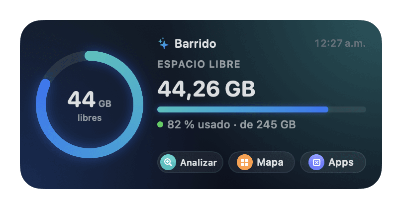 Widget de Barrido para el escritorio con el espacio libre